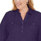 Karen Scott Women's Cotton Johnny-Collar Utility Shirt Dark Blue Size Medium