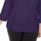 Karen Scott Women's Cotton Johnny-Collar Utility Shirt Dark Blue Size Medium