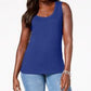 Karen Scott Women's Petite Cotton Studded Tank Dark Blue Size Petite