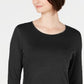 Karen Scott Women's Satin-Trim Scoop-Neck Top Black Size Medium
