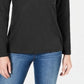 Karen Scott Women's Satin-Trim Scoop-Neck Top Black Size Medium