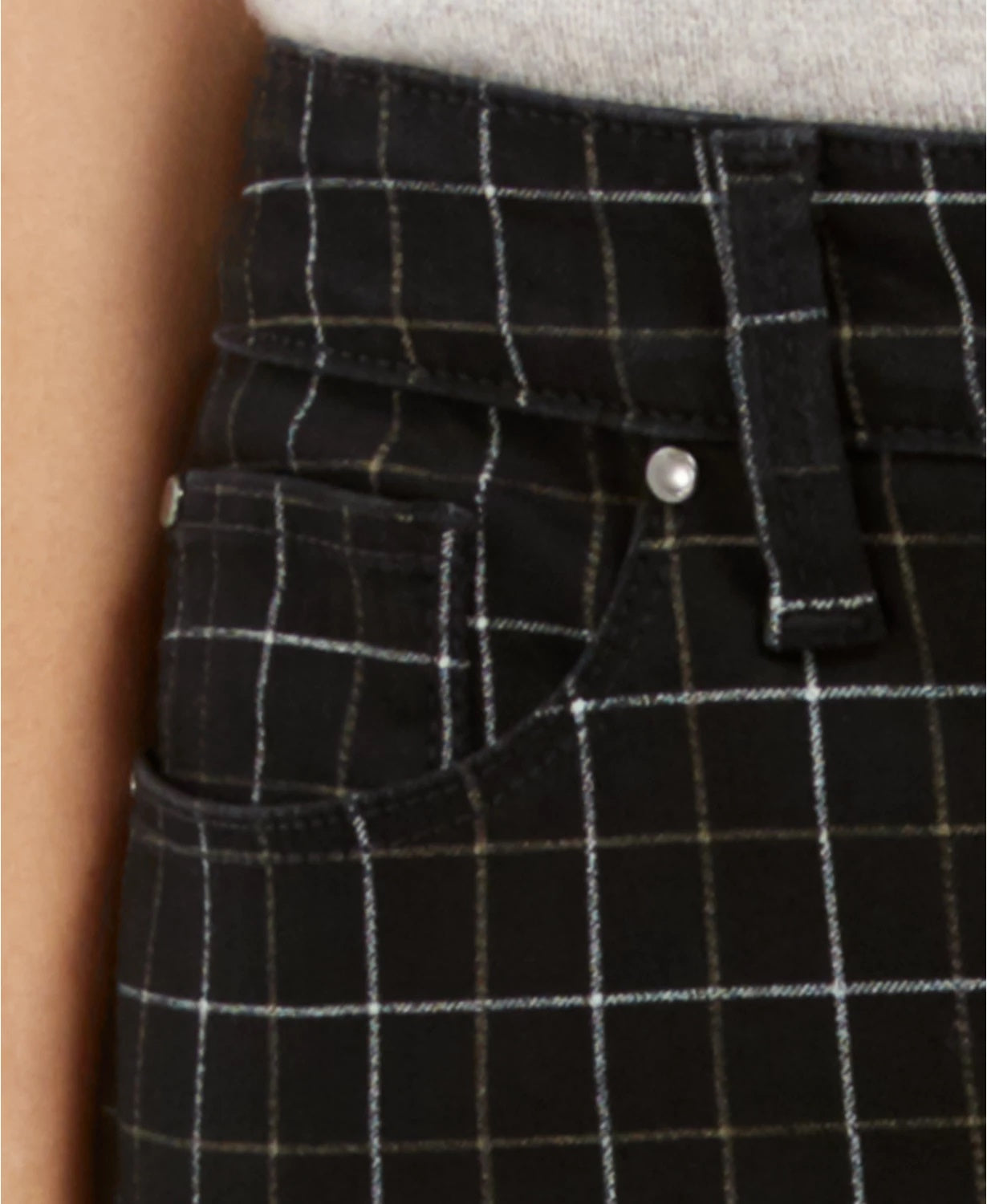 Charter Club Women's Mckenna Plaid Bristol Skinny Ankle Jeans Black Size 16