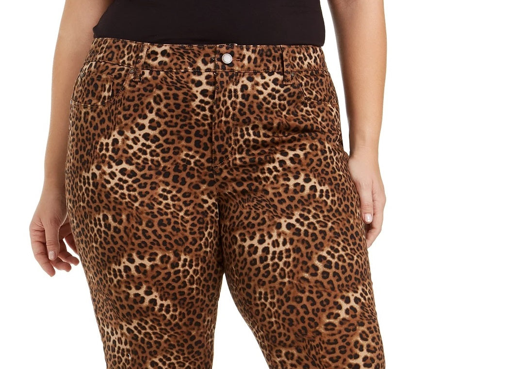 Charter Club Women's Plus Lexington Animal-Print Jeans Brown Size 18W