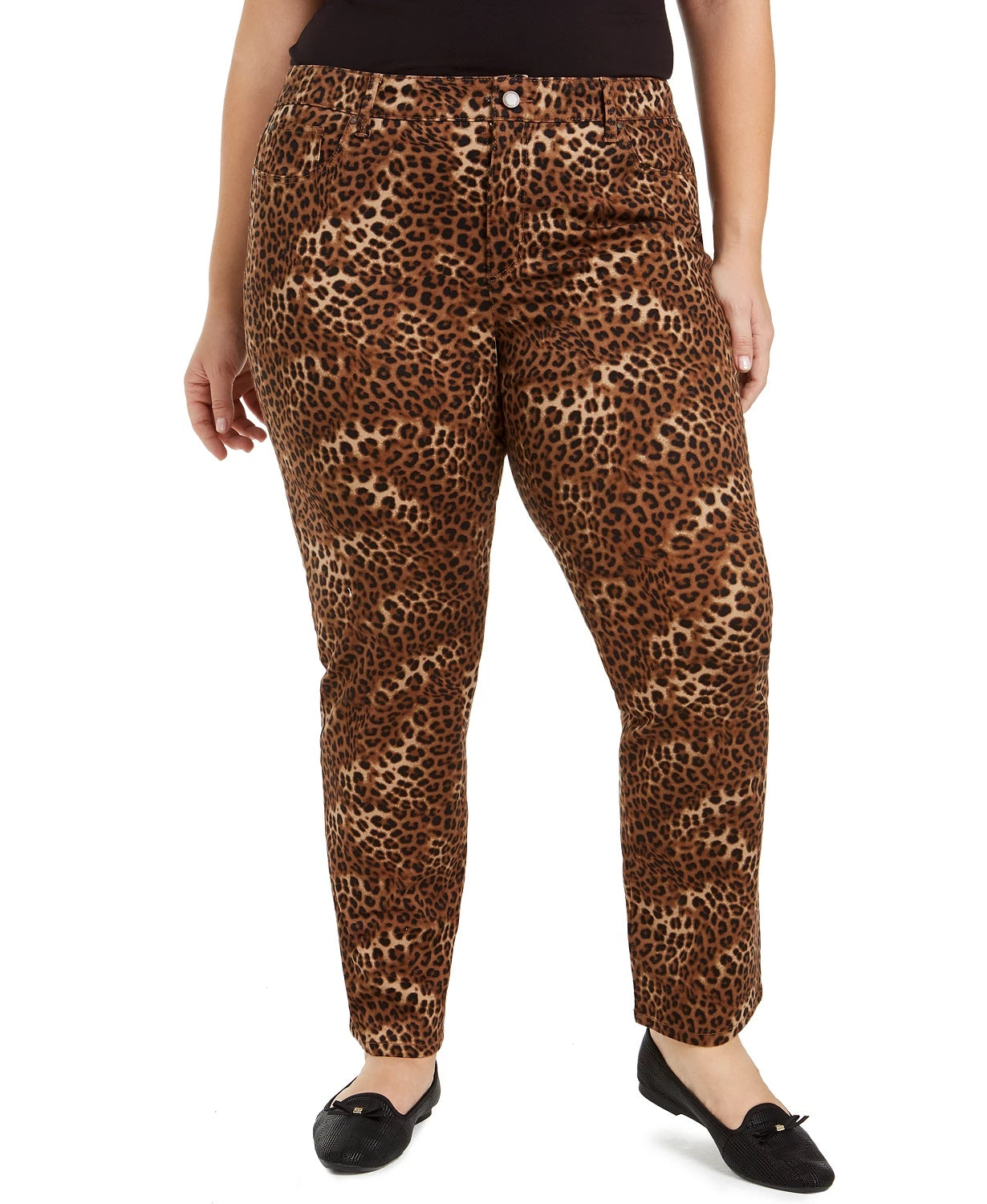 Charter Club Women's Plus Lexington Animal-Print Jeans Brown Size 20W
