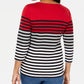 Karen Scott Women's Striped 3/4 Sleeve Top Red Size Medium