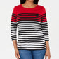 Karen Scott Women's Striped Colorblocked Top Red Size Petite Small