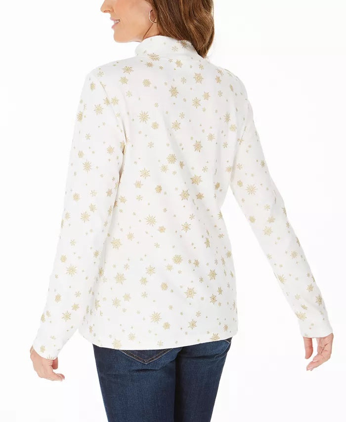 Karen Scott Women's Snowy Glory Mock-Neck Top White Size XX Large