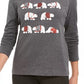 Karen Scott Women's Polar Parade Embellished Cotton Top Charcoal Size Large