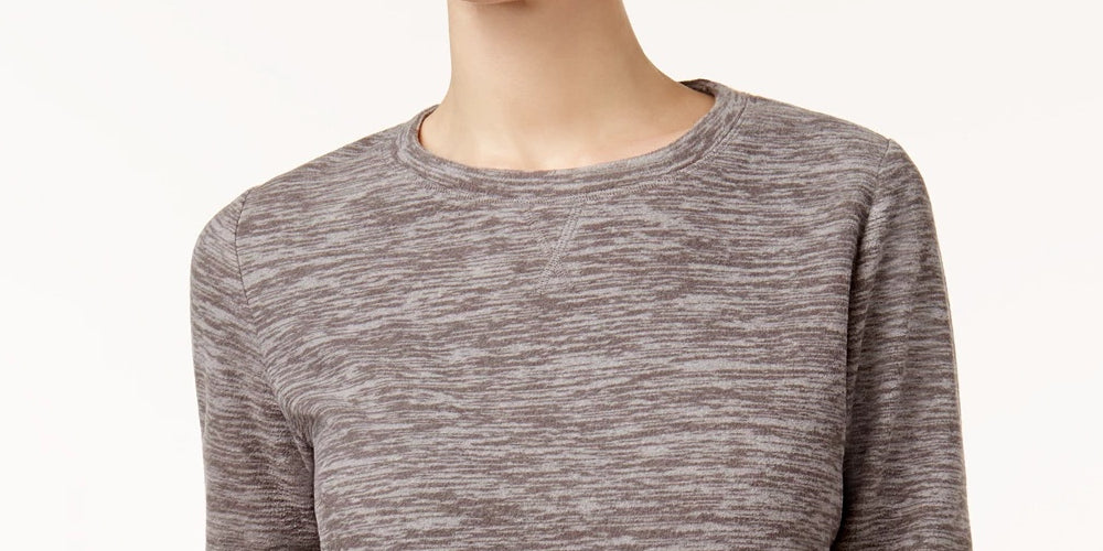 Karen Scott Women's Sport Space-Dye Microfleece Top Charcoal Size X-Large