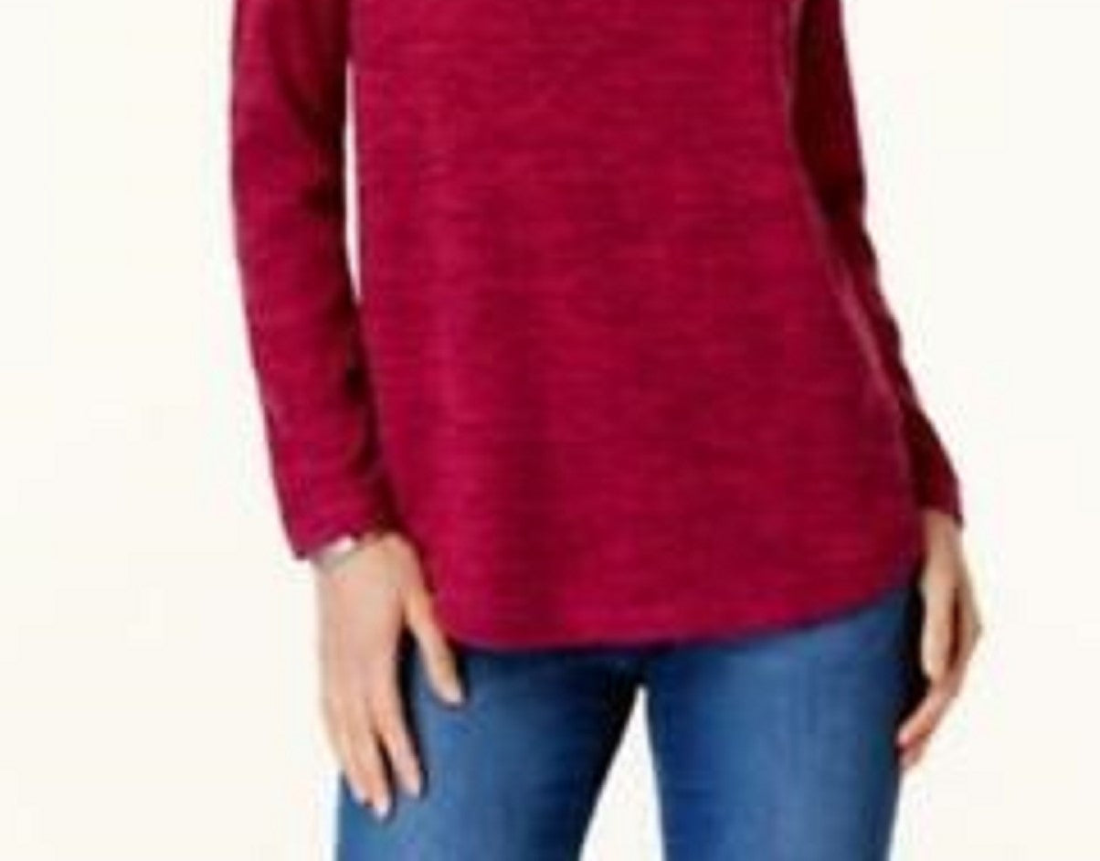 Karen Scott Women's Sport Space-Dye Microfleece Top Medium Red Size XX Large