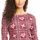 Charter Club Women's Printed 3/4-Sleeve Cotton Top Red Size Petite Medium