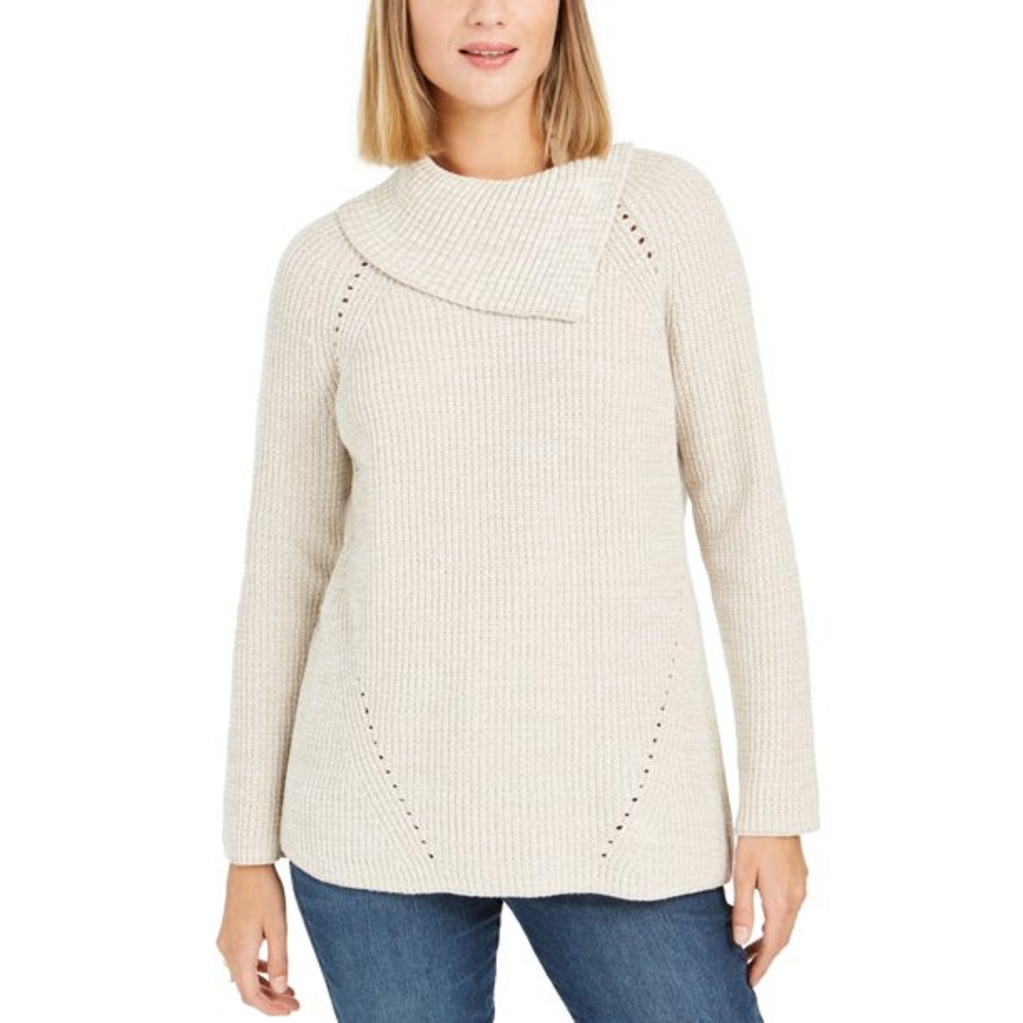 Style & Co Women's Pointelle-Knit Sweater Beige Size Large