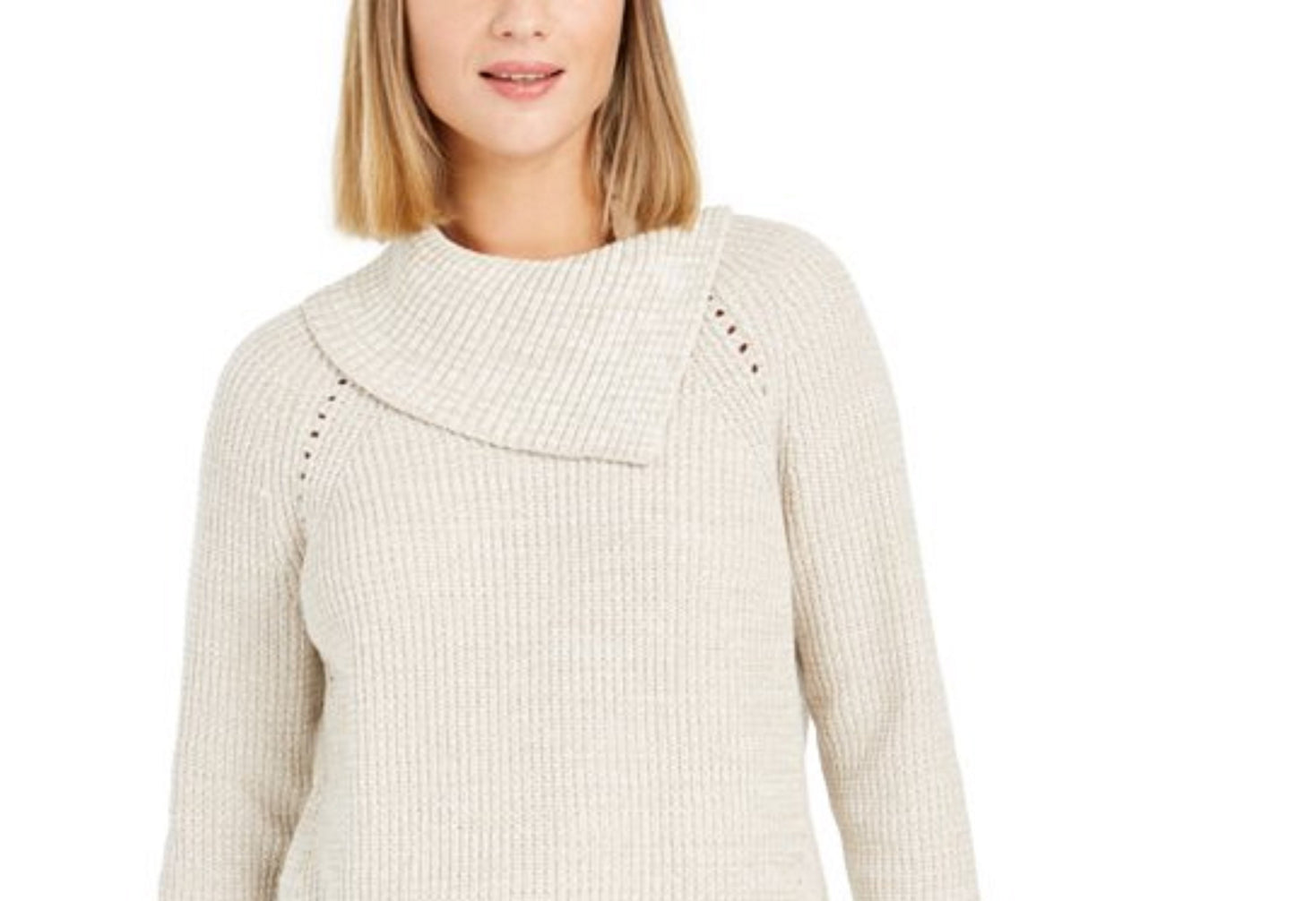 Style & Co Women's Pointelle-Knit Sweater Beige Size Large