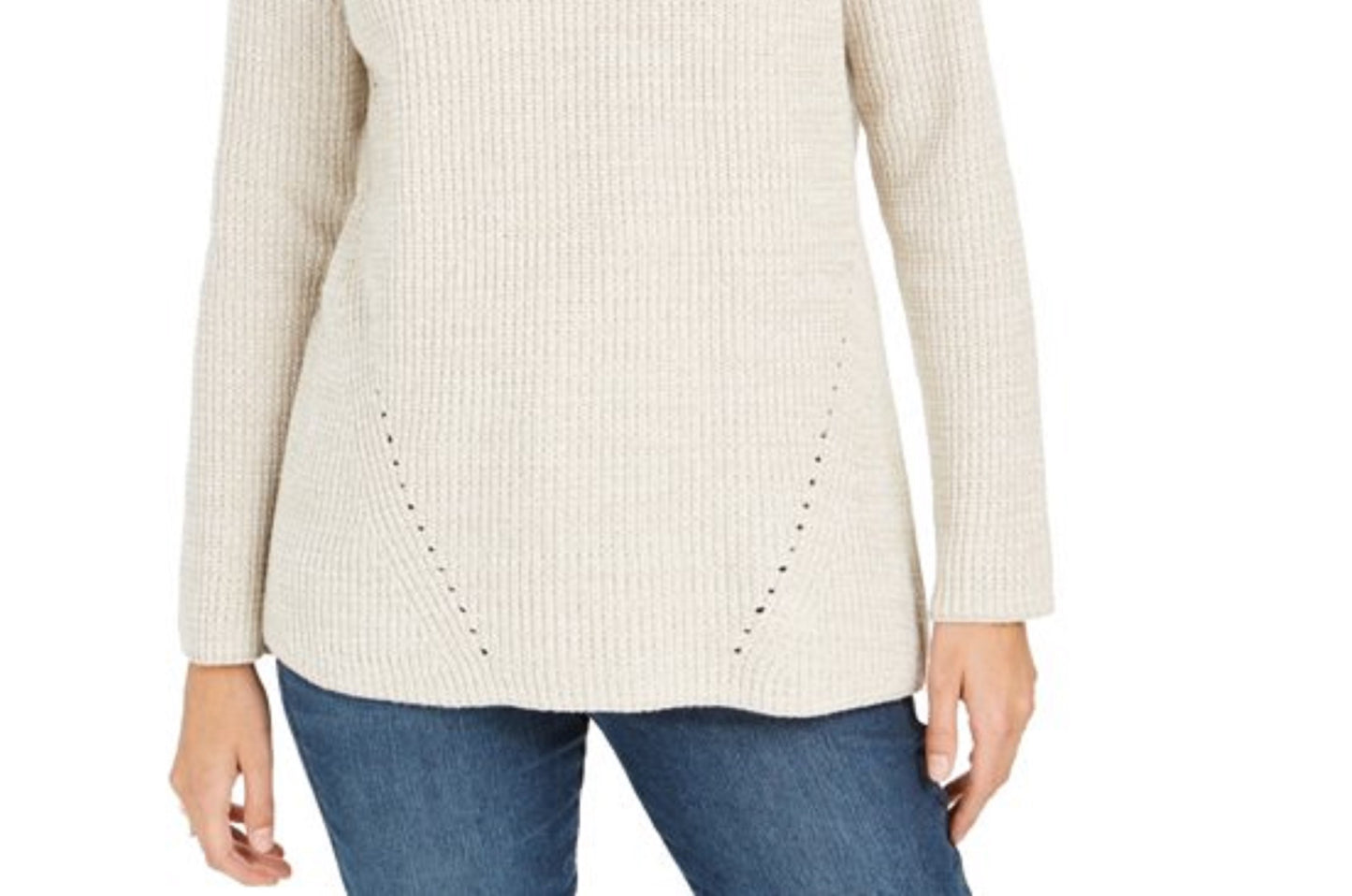 Style & Co Women's Pointelle-Knit Sweater Beige Size Large