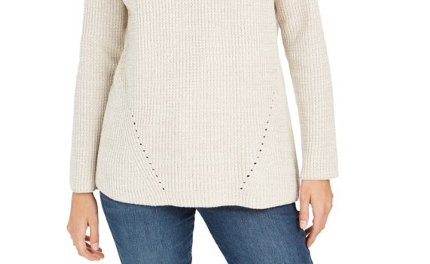 Style & Co Women's Pointelle-Knit Sweater Beige Size Small