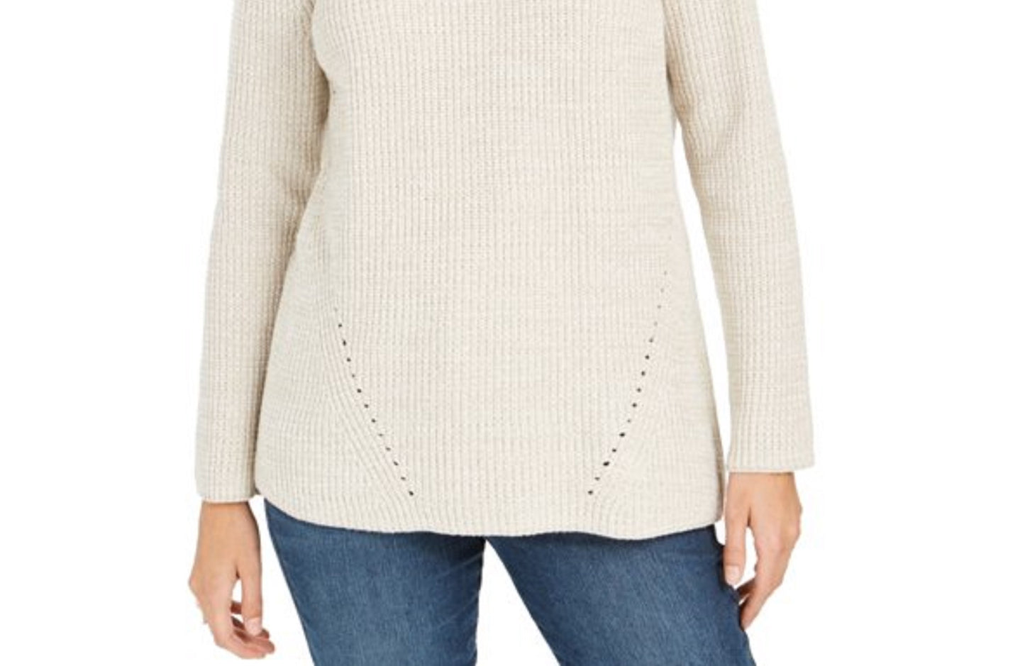 Style & Co Women's Pointelle-Knit Sweater Beige Size Extra Large