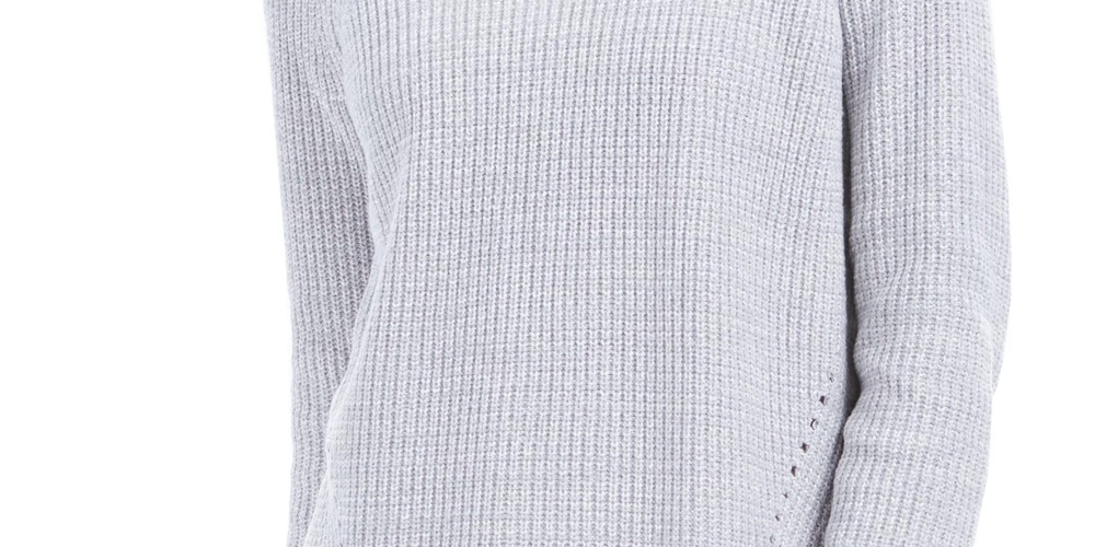 Style & Co Women's Pointelle-Knit Sweater Gray Size Large