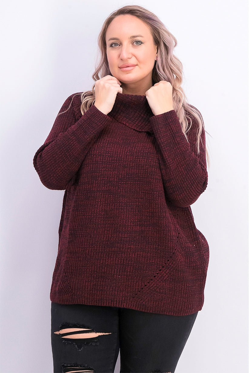 Style & Co Women's Pointelle-Knit Sweater Dark Red Size Small