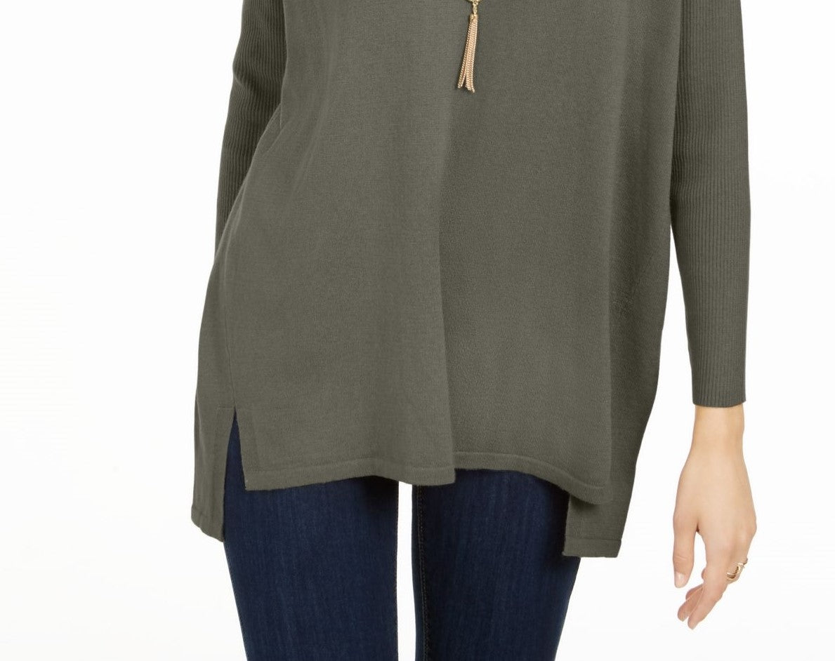 Style & Co Women's V-Neck Tunic Sweater Dark Gray Size Small