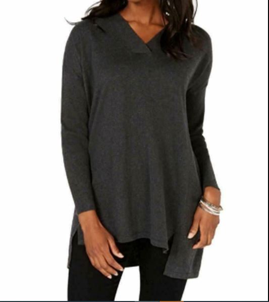 Style & Co Women's V Neck Tunic Sweater Grey Size X-Small