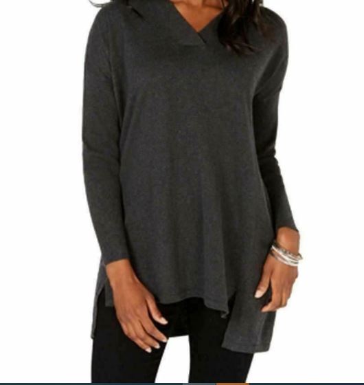 Style & Co Women's V Neck Tunic Sweater Grey Size X-Small