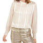 Alfani Women's Striped Mock-Neck Top Beige Size Medium