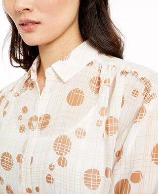 Alfani Women's Printed Blouse White Size XX-Large