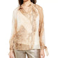 Alfani Women's Snake Embossed Tie Sleeve Top Beigekhaki Size Medium
