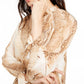 Alfani Women's Snake Embossed Tie Sleeve Top Beigekhaki Size Medium