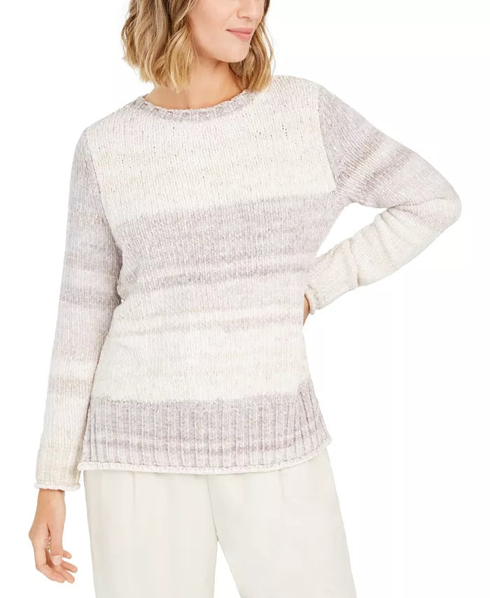 Style & Co Women's Chenille Space Dyed Sweater White Size Medium