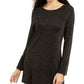 Alfani Women's Glitter-Knit Tunic Sweater Black Size XX Large