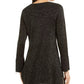 Alfani Women's Glitter-Knit Tunic Sweater Black Size XX Large
