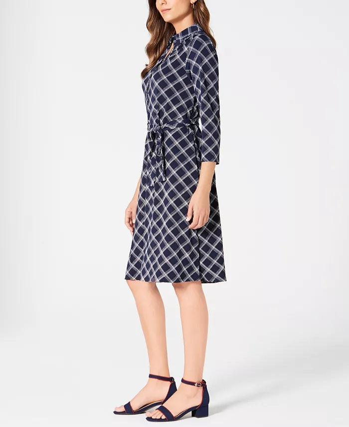 Charter Club Women's Petite Plaid Polo ShirtdressBlue Size X-Large