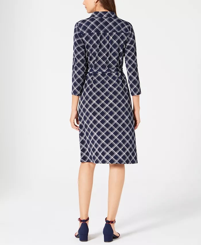 Charter Club Women's Petite Plaid Polo ShirtdressBlue Size X-Large