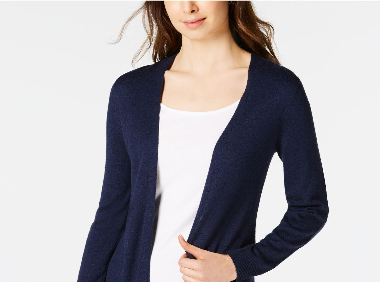 Maison Jules Women's Open-Front Cardigan Sweater Blue Size Large