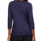 Karen Scott Women's Embellished Seahorse Top  Navy Size Small