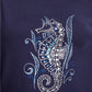 Karen Scott Women's Embellished Seahorse Top  Navy Size Small