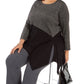 Alfani Women's Colorblocked Asymmetrical Sweater Black Size 1X