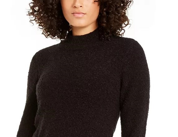 Alfani Women's Mock-Neck Boucle Sweater Black Size Small
