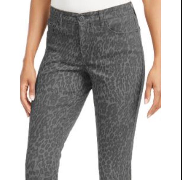 Style & Co Women's Curvy Fit Skinny Printed Jeans Grey Size 8