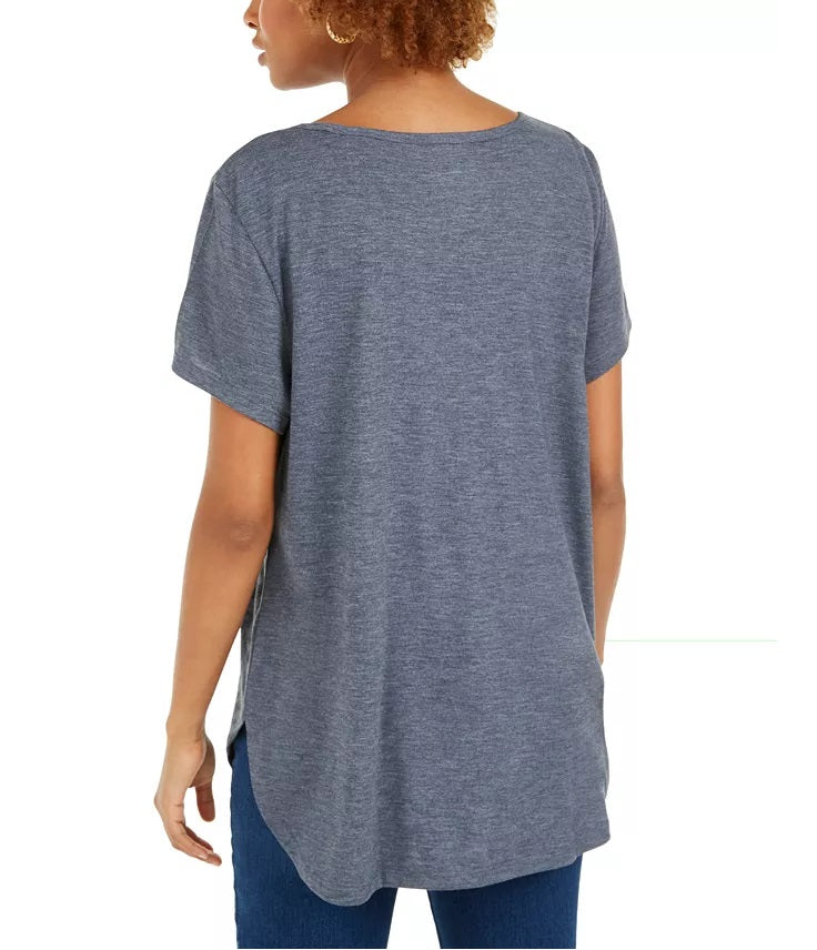 Style & Co Women's Love Graphic T-Shirt Grey Size Medium