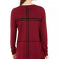 Alfani Women's Grid-Pattern Sweater Red Size XX Large