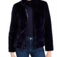 Maison Jules Women's Faux-Fur Jacket Navy Size Small