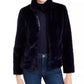 Maison Jules Women's Faux-Fur Jacket Navy Size Small