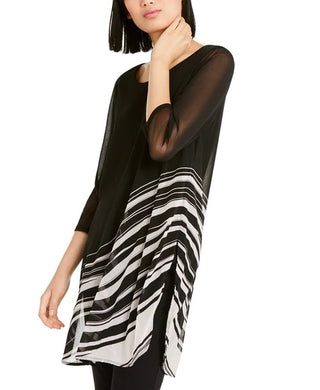 Alfani Women's Printed Sheer Tunic Black Size X-Large