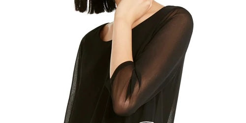 Alfani Women's Printed Sheer Tunic Black Size X-Large