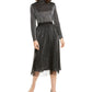 Alfani Women's Swiss-Dot Metallic Midi Skirt Dark Gray Size Petite Small