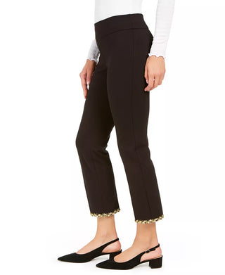 Alfani Women's Embellished Hem Ankle Skinny Pants Black Size 6