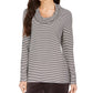 Charter Club Women's Striped Cowl-Neck Top Black Size Medium