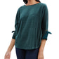 Charter Club Women's Velvet Tie-Sleeve Top Dark Green Size X-Small
